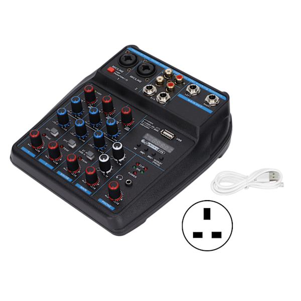 4-kanals digital USB Bluetooth ljudmixerbord för DJ PC Live Broadcast 110-240VUK-kontakt