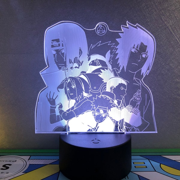 JUSTUP LED Illusion Lamp Anime Naruto 3D Nattlampa Barn Sovrum Dekorativa Juldagsljus --- Svart Säte