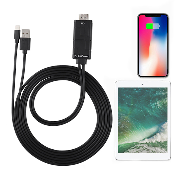 5V 1A Lightning - HDMI 1080P HDTV digitaalinen AV-kaapeliadapteri iPhonelle ja iPadille