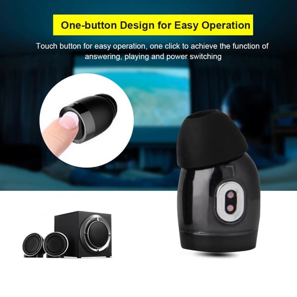 Mini Binaural HiFi 3D Surround Bluetooth 5.0 TWS Ørepropper Trådløst Headset Laderboks Svart