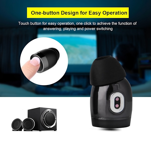 Mini Binaural HiFi 3D Surround Bluetooth 5.0 TWS Öronproppar Trådlöst Headset Laddningsbox Svart