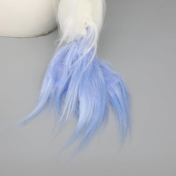 Handgjorda Pälsmössa med Kattungeöron i Plysch - Varm Hatt för Kostymfest, Halloween White Blue