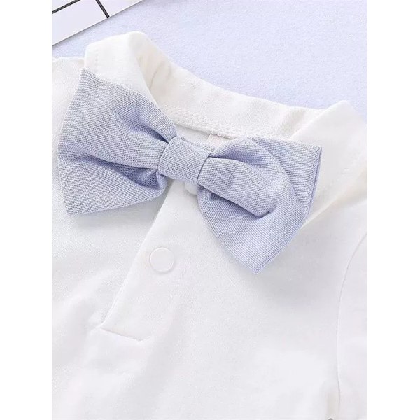 Vauvan Poikien Juhlava Pukusetti Lyhythihainen Body Henkselihousut Rusetti Häät Smokki Asut Kakkuvaatteet Purple 80cm