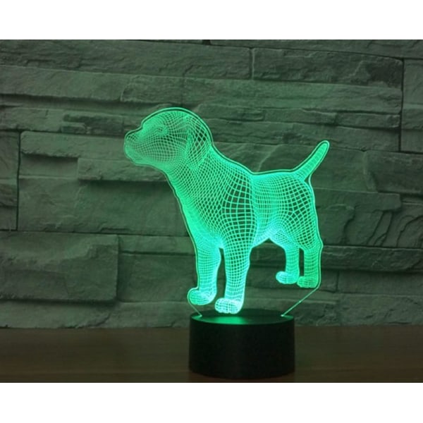 3D Valp Fjärrkontroll 16 Färger Nattlampor Illusion Akryl LED Bord Sänglampa Barn Sovrum Skrivbords Dekoration Födelsedagspresenter Leksak för Barn