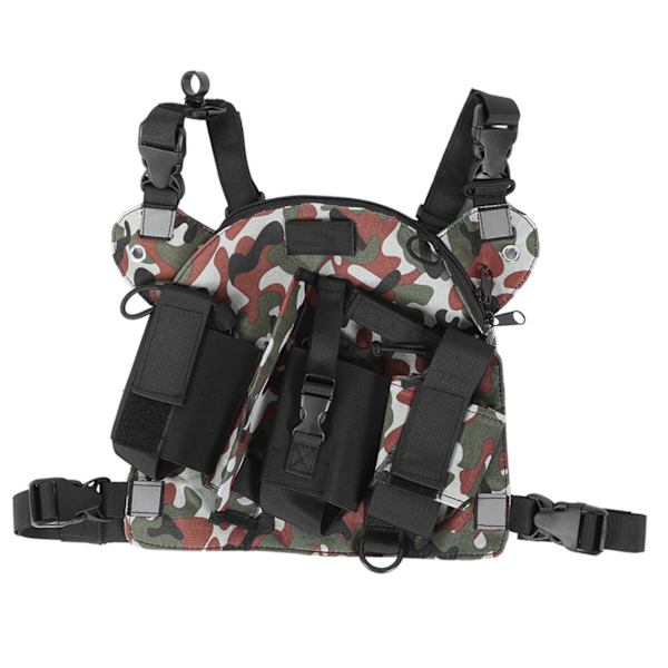 Walkie Talkie Bryst Front Pack Pung Taktik Udendørs Vest Rig Bære Taske Opbevaringspose Jungle Camouflage