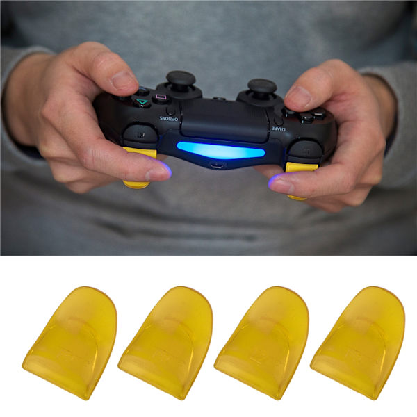Spelkontroll ersättningsförlängning 2 vänster + 2 höger manövrerade knappnyckelsats för PS4 gul