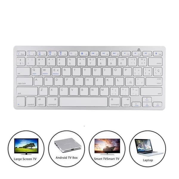 Spansk ultratynn trådløst Bluetooth stum tastatur for Apple Mac Windows Android