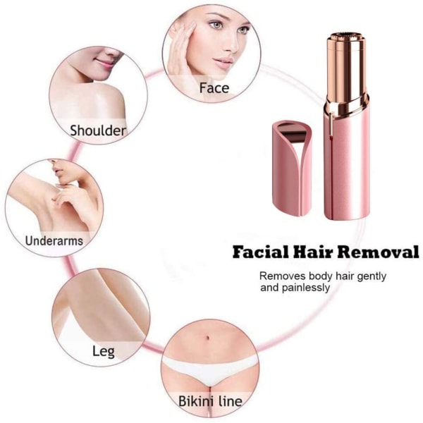 Facial Hair Removal til kvinder Smertefri Hårfjerner, Vandtæt Shaver Razor Hårfjerner med LED-lys til ansigt Bikini Peach Fuzz Overlæbe (Pink)