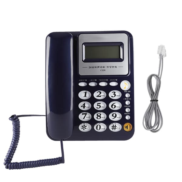 C228 Multifunksjonell telefon for hjem og kontor, 24 ringetoner tilgjengelig (blå)