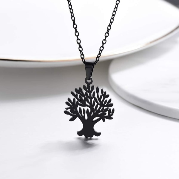 Livets träd Halsband, Naturligt Spirituellt Halsband, Familjeträd Halsband, Herr Dam Smycken, Kommer Presentask black tree