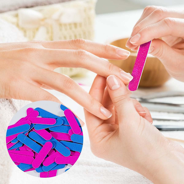 Mini Neglefile Bulk, 100 stk. Engangs Dobbeltsidet Smergellærred Rejsestørrelse til Mænd, Kvinder, Børn
