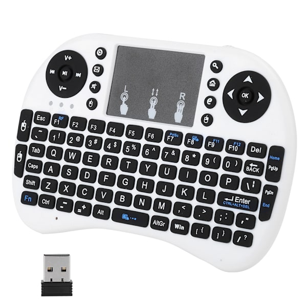 Mini trådlöst tangentbord Flymouse 2.4G Multimedia Touchpad Touching Keyboard Vit