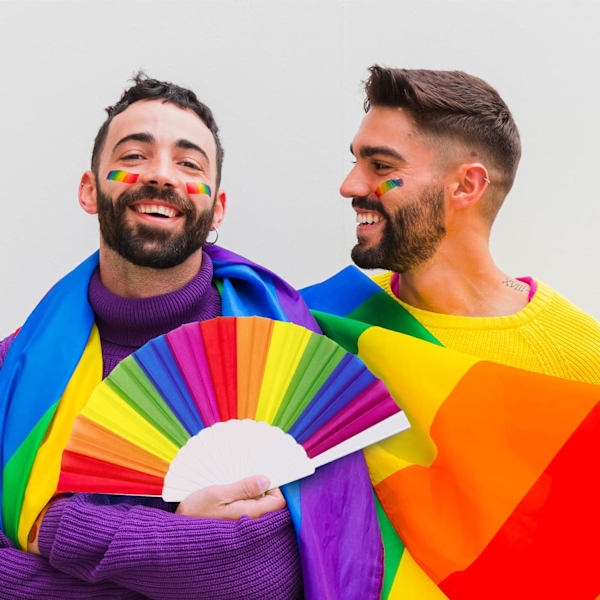 Regnbue-vifter, 12-pak Pride-vifter, Regnbue LGBTQ bærbare foldevifter, Foldevifter til fester