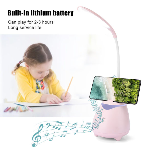 EZ-02 ABS Multifunktionell skrivbordslampa Bluetooth-högtalare Musikspelning Audiovisuella tillbehör UtrustningRosa