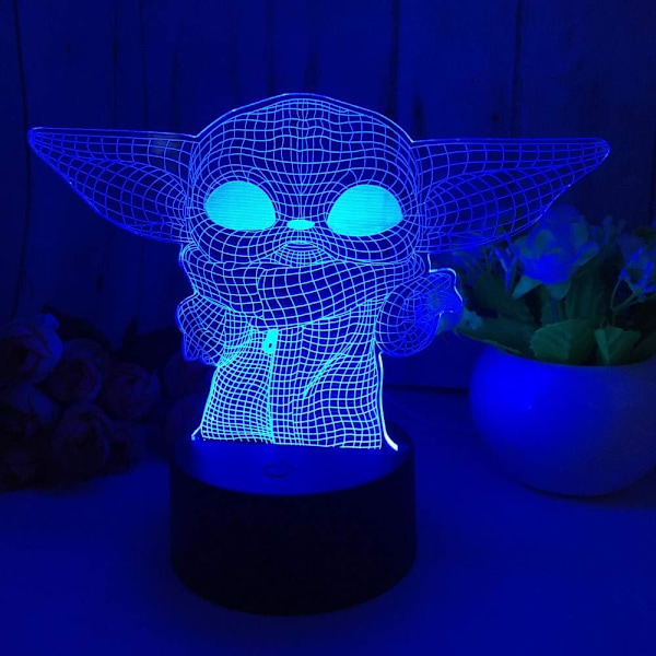 3D LED Natlys, 3D Illusion Lampe med 7 Farveskiftende Akryl LED Lampe til Hjemmedekoration Gaver Legetøj til Børn, Flad Akrylpanel og A
