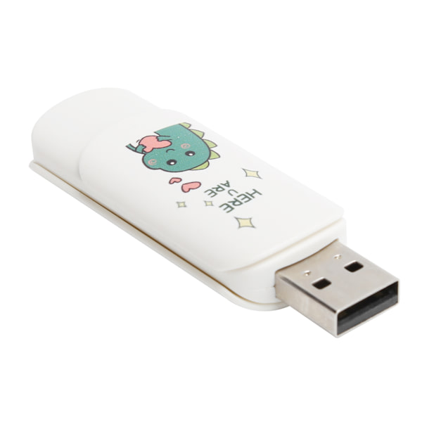 U-levy, liukuva kansi, sarjakuvakuvio, kannettava USB-muistitikku, muistitikku, tietojen tallennus, pieni dinosaurus sydämellä, 16 Gt