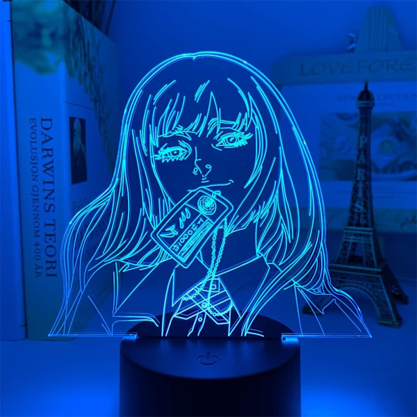 Anime 3D-lamppu Yumeko Jabami Kakegurui -pakono pelaajasta lahja makuuhuoneen sisustukseen Illuusio LED-yövalo söpö japanilainen waifu USB-pöytälamppu