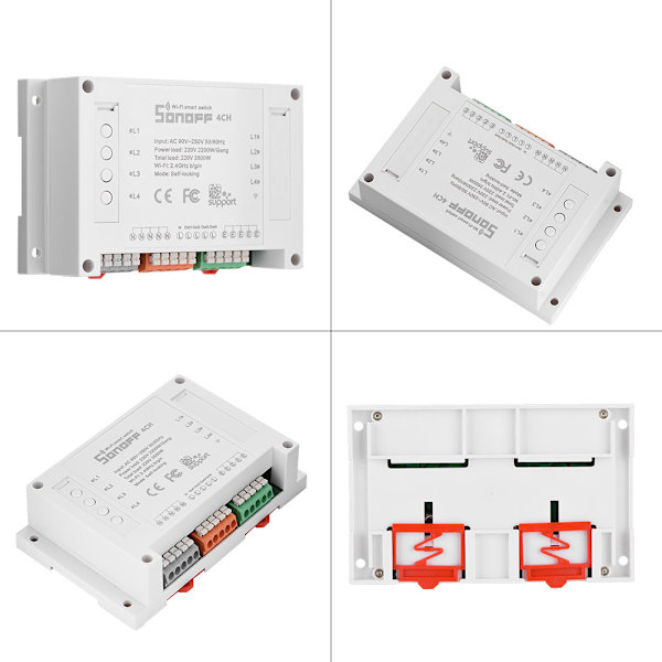 4-kanals montering Smart Home WiFi-stikkontaktmodul Timer AC 90-250V til Android/iOS-telefon