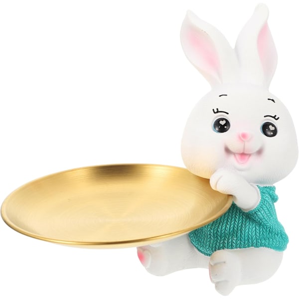 Cabilock Kanin Keramisk Plate Påske Cupcake Stativ Kake Server Ring Holder Snack Serveringsbrett Smykkefat for Ostekake Salat Grønn