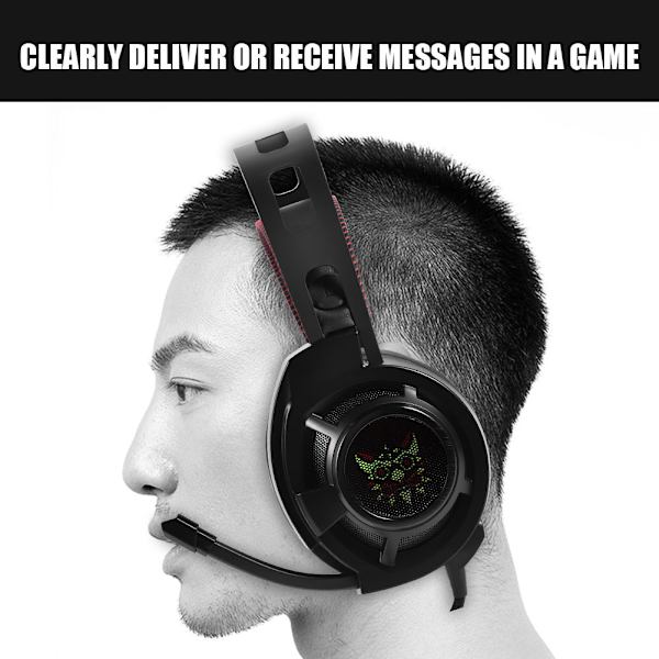 Gamer-hörlurar med brusreducering, stereoljud, over-ear-hörlurar med mikrofon, spelheadset