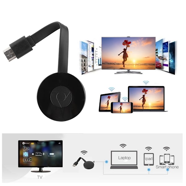 WiFi HD HDMI TV-dongelin vastaanotin, yhteensopiva Airplay Miracastin kanssa IOS:lle ja Androidille