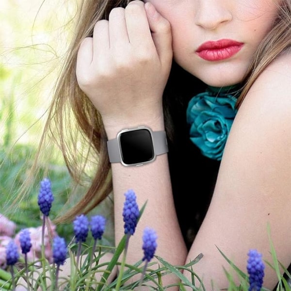 Smartwatch-armbandet är kompatibelt med Fitbit Versa Smartwatch, Versa 2 och Versa Lite se-klockor för kvinnor och män（Grå-S）
