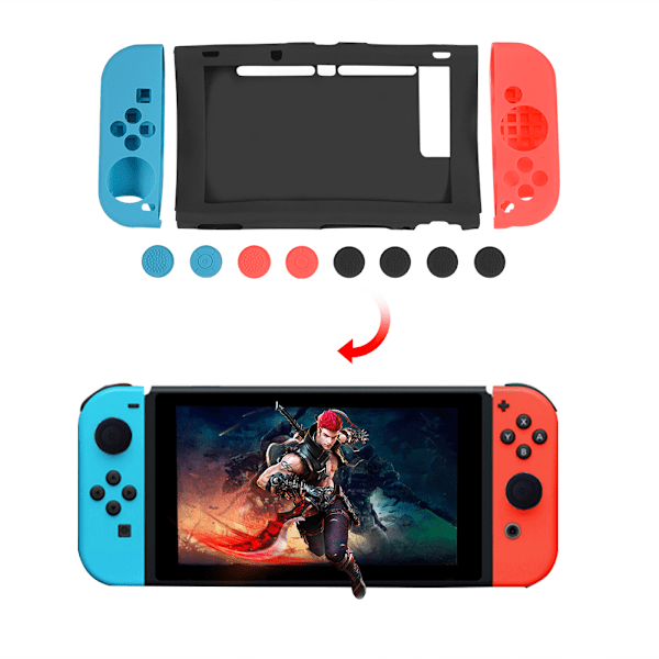 Liukumaton pehmeä silikonikuori Nintendo Switch -konsolille ja Joy-Conille