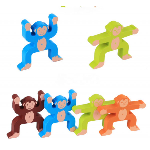 Træ abe balance legetøj, børns byggeklodser samlet stabling musik balance spil tidlig uddannelse puslespil stabling tårn brætspil