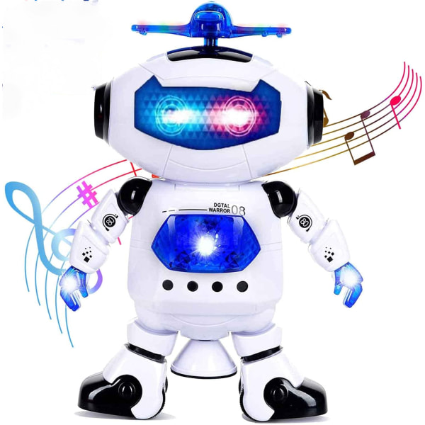 Gårobotleker for barn - 360° kroppssnurrende dansende robotleke med LED-lys som blinker og musikk, smart interaktiv elektronisk robotleketøy for barn