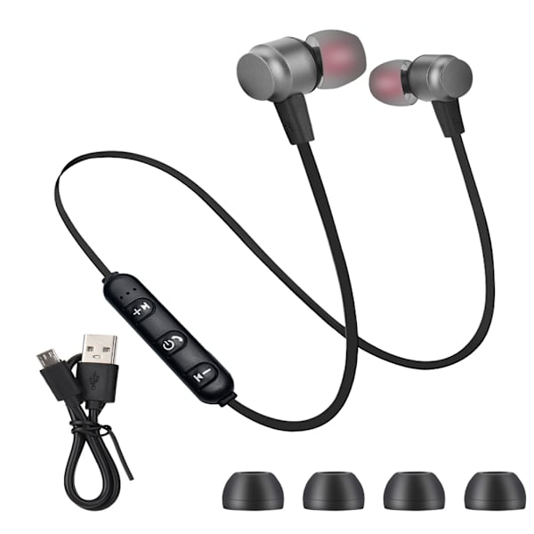 Nakkehengende magnetisk headset sport løpende BT headset øretelefon (grå)