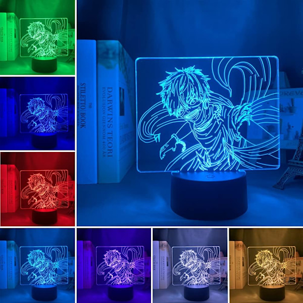 Animelampa Ken Kaneki Figur LED Nattlampa för Hemrumsdekoration 3D Illusion Skrivbordslampa USB 7/16 Färger Fjärrkontroll Touch Switch Barnsemestergåvor
