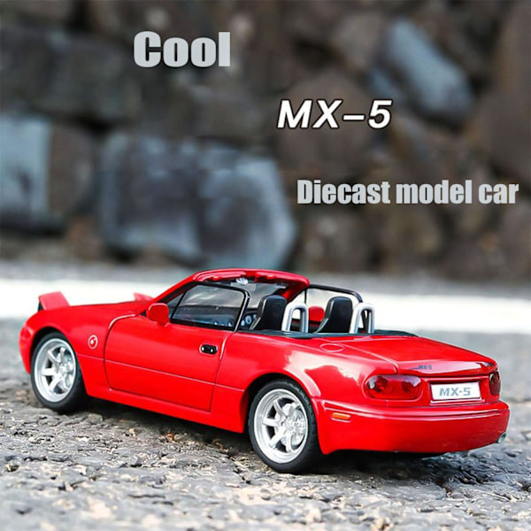 Mazda Miata MX5 Leluleluauto 1/32 Diecast-malliautot, Leluauton lapset 4-7-vuotiaille Miata-lahja pojille 3-5-vuotiaille, Vedä taakse rc-urheiluauto valaistuksella ja äänellä