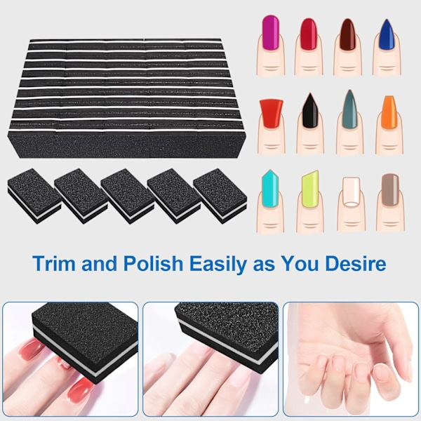 Nagelbuffertar (50-pack), Mini Buffer Block Nagelfil för Akrylnaglar och Naturliga Naglar, 100/180 Grit Nagelbuffer Block Bulk Buffning