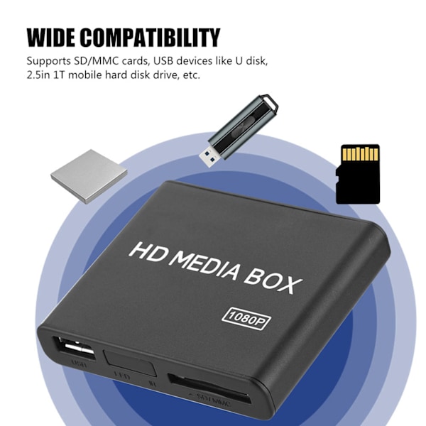 Stereo Surround Media Player Center 1080P AV/YPrPb/HDMI Output HDMI Media Player -