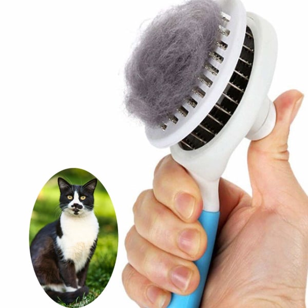 Kattborste, självrengörande slickerborstar för fällning och skötsel tar bort lös underull, mattor och trassligt hår Grooming kam för katter Hundar Borste