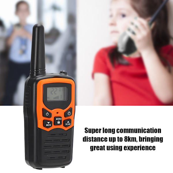 2PCS 8km Super Lang Avstand Mini Toveis Radio Walkie Talkie Intercom for Barn KidsOrange