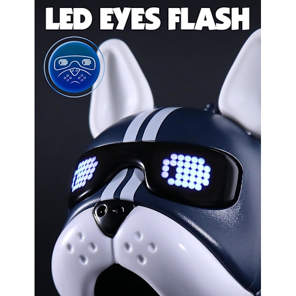 Blå robot hund leksak robotisk valp hund för barn, elektroniska husdjur bulldog för barn 3-8, kan dansa och LED-ögon, agera som en riktig hund, robo hund gåvor