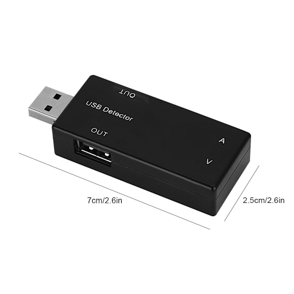 Sort USB-strømmåler Spændingstester Dobbelt display Bordmåler