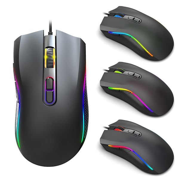 HXSJ A869RGB LED-valo 7200DPl USB-liitäntä ja pelaamiseen tarkoitettu mekaaninen makrohiiri