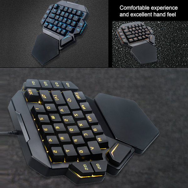 Enhånds tastatur 35 taster nøyaktig følsom kontroll 6 programmerbare taster ergonomisk design halv tastatur
