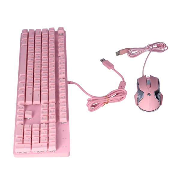 Mekanisk tastatur ergonomisk 104 tast 22 lyseffekter høj følsomhed pink gaming tastatur til gamere PC