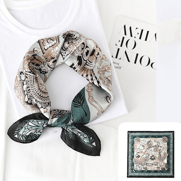 Kvinners Silke Touch Skjerf Medium Square Satin Bandana, Grønn