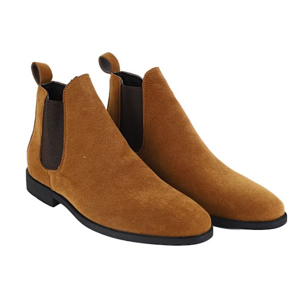 Man Suede Boots Lesiure PU Läder Ankel Boots Bekväma Slipless Låg Top Casual Skor Gul 42 (260mm / 10.2in)