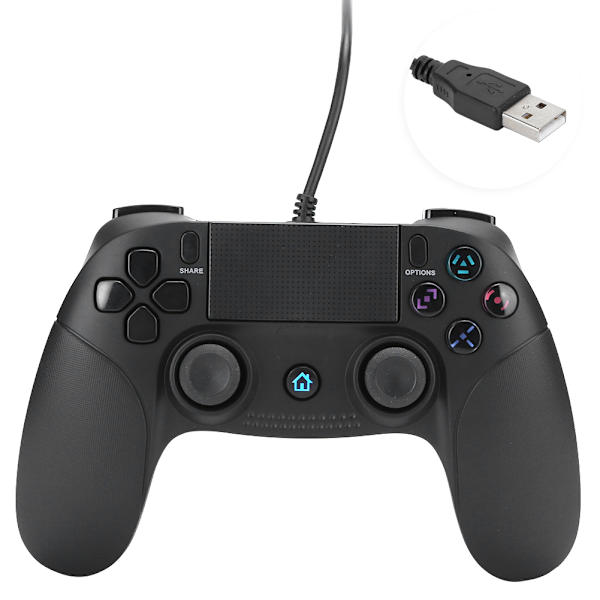 Game Machine Håndtag Joystick Dual Motor Kablet Gamepad Dobbelt Vibration til PS4 Vært/PC
