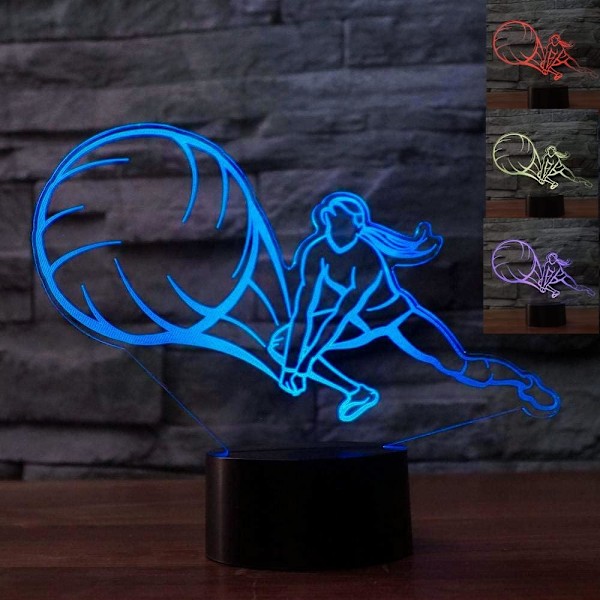 3D Volleyboll Nattlampa LED-lampa Illusion 7 Färgväxlande Touch Switch Bordsskiva Dekorationslampor Födelsedagspresent Akrylplatt ABS-bas USB Ca
