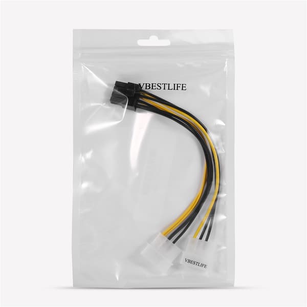 16cm 5 tommers 8-pin PCI Express hann til dobbel LP4 4-pin IDE strømkabeladapter