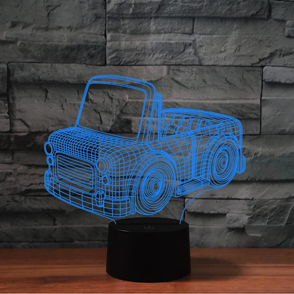 3D Bil Nattlys Bordsklampe Optisk Illusjon Lamper 16 Farge Skiftende Lys LED Bordlampe Jul Hjem Kjærlighet Bursdag Barn Barn Dekor Leke Gave