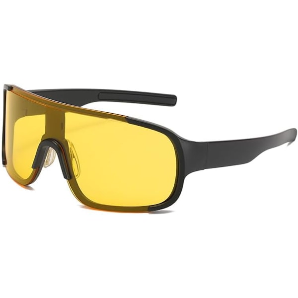 Uudet ulkoilulasit miehille ja naisille, tuulenpitävät aurinkolasit, aurinkosuojaurheilulasit - Musta kehys, harmaa linssi Black Frame Yellow Film