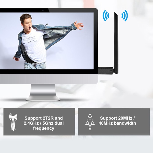 EDUP EP-AC1665 600M trådløs USB2.0 WiFi-adapter dobbeltbånds nettverkskort