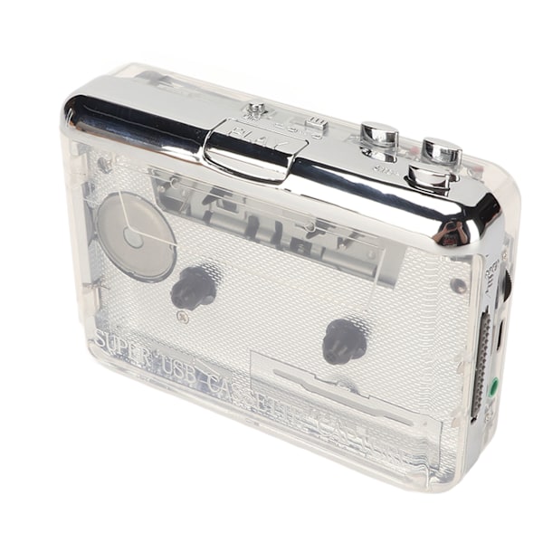 Kassett till MP3-omvandlare Retro HiFi Stereo Sound USB-kassettbandspelare med transparent skal